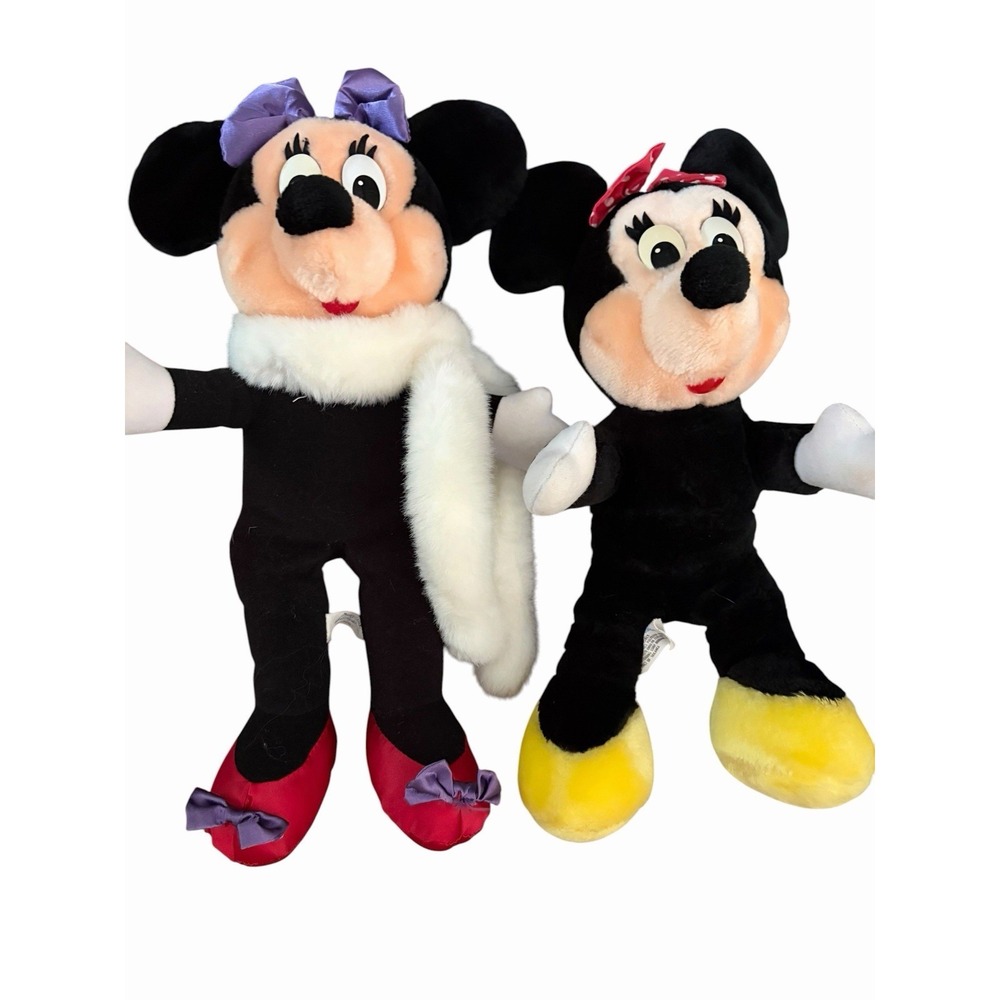 2 Vintage 1980s Minnie Mouse Plush Stuffed Animal Toys Disneyland Disney World